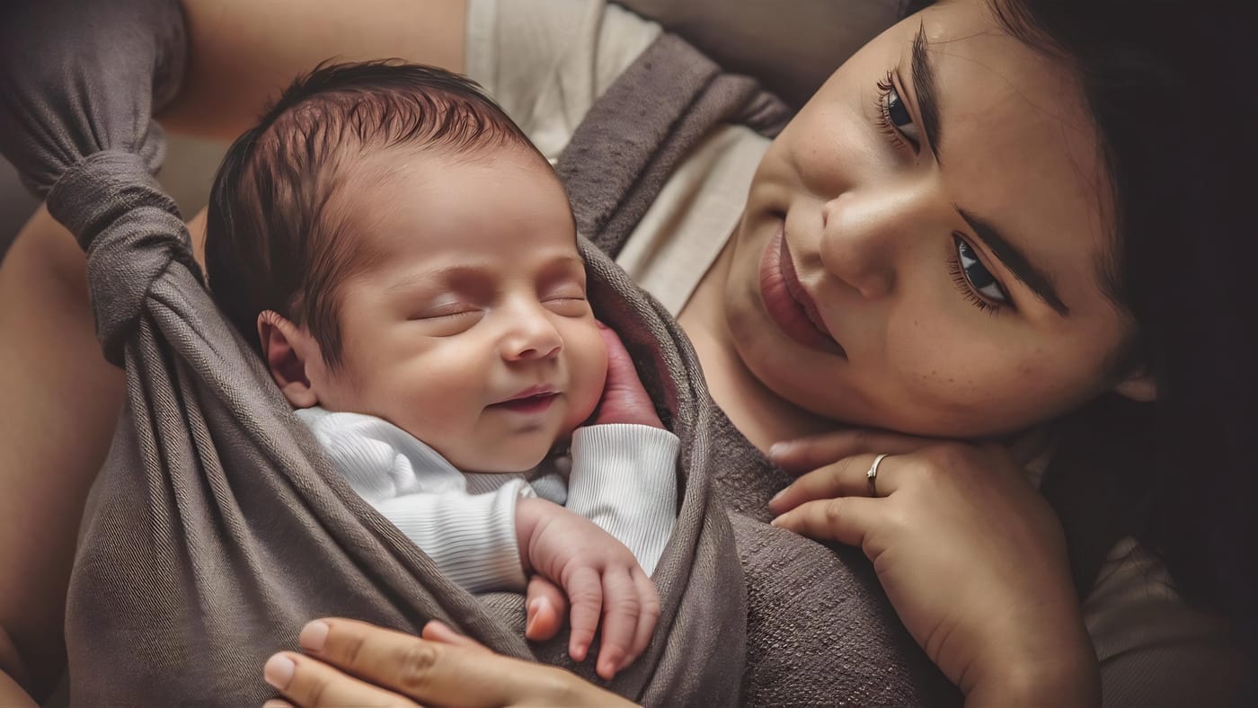 Madre sosteniendo con ternura a su recién nacido durante las primeras semanas